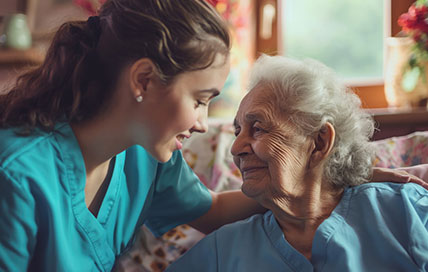 A nurse tending to the needs of the patient.